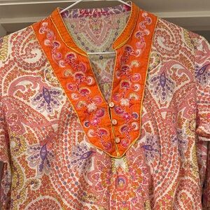 Robert Graham Multicolor Paisley Embroidered Tunic